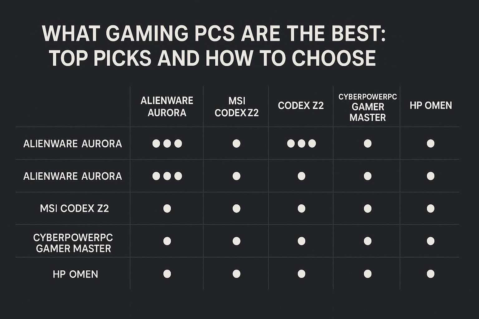 Chart for What Gaming PCs Are the Best: Top Picks and How to Choose